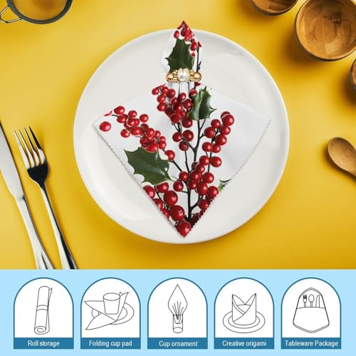 Servilletas de tela Holly Berry Branches 2 unidades miniatura 7