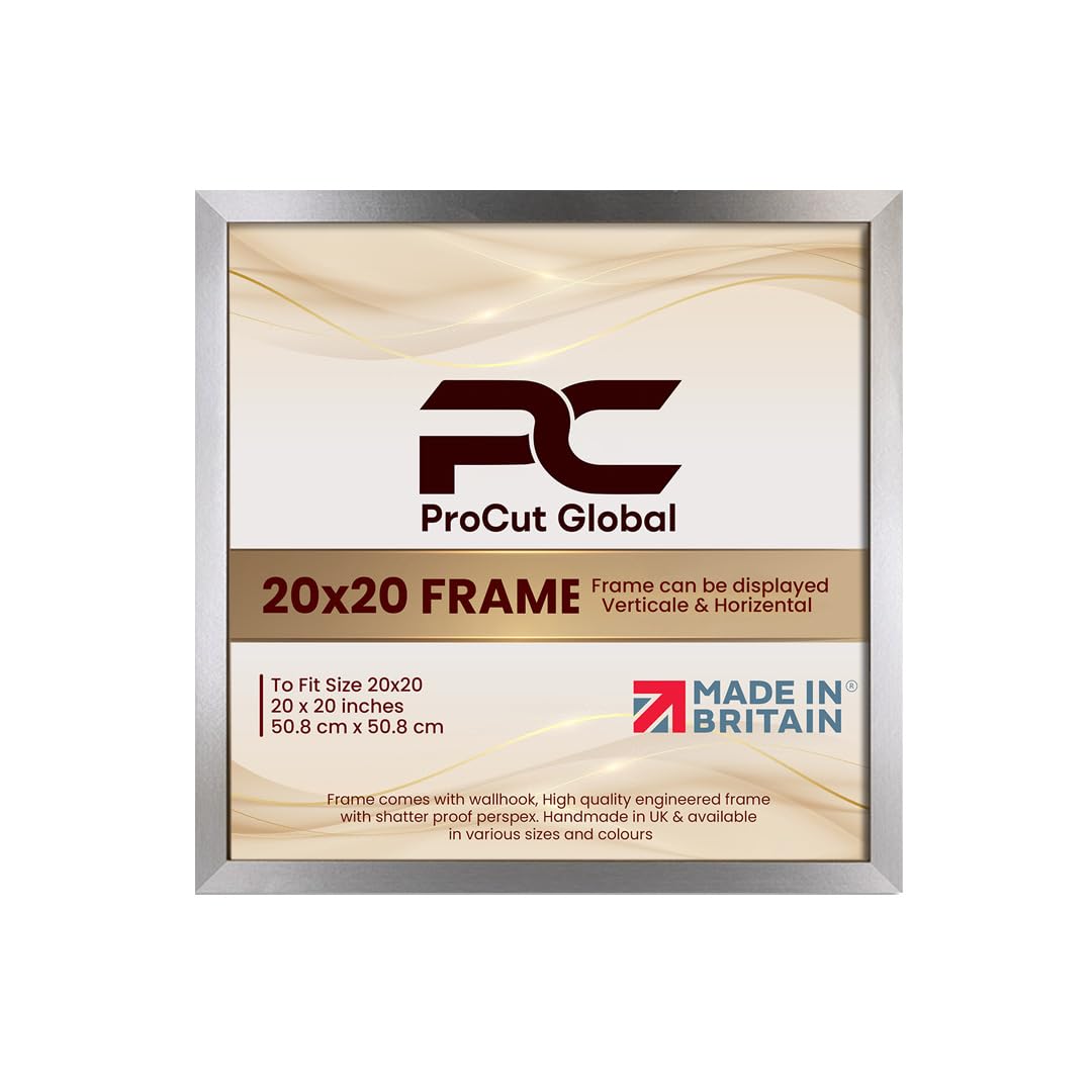 Procut Global 20X20 Aluminium Picture Frames - Modern Wooden Photo Frame with Shatterproof Perspex for Wall or Tabletop - Perfect for Posters, Certificates, Prints - Sizes & Colors Available