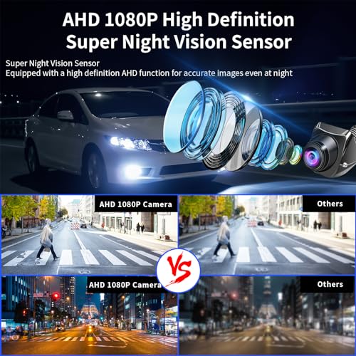 B-Qtech Vehicle Backup Camera and Monitor System Rear View Reverse Camera Waterproof Night Vision with Guide Lines and 4.3" LCD 1080P Display for Car SUV Van