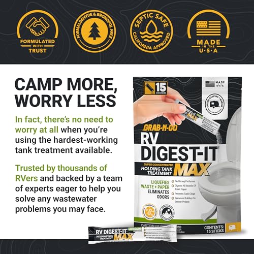 Image of Unique RV Digest-It Max RV Tank Treatment Premeasured Powder Stick Packs