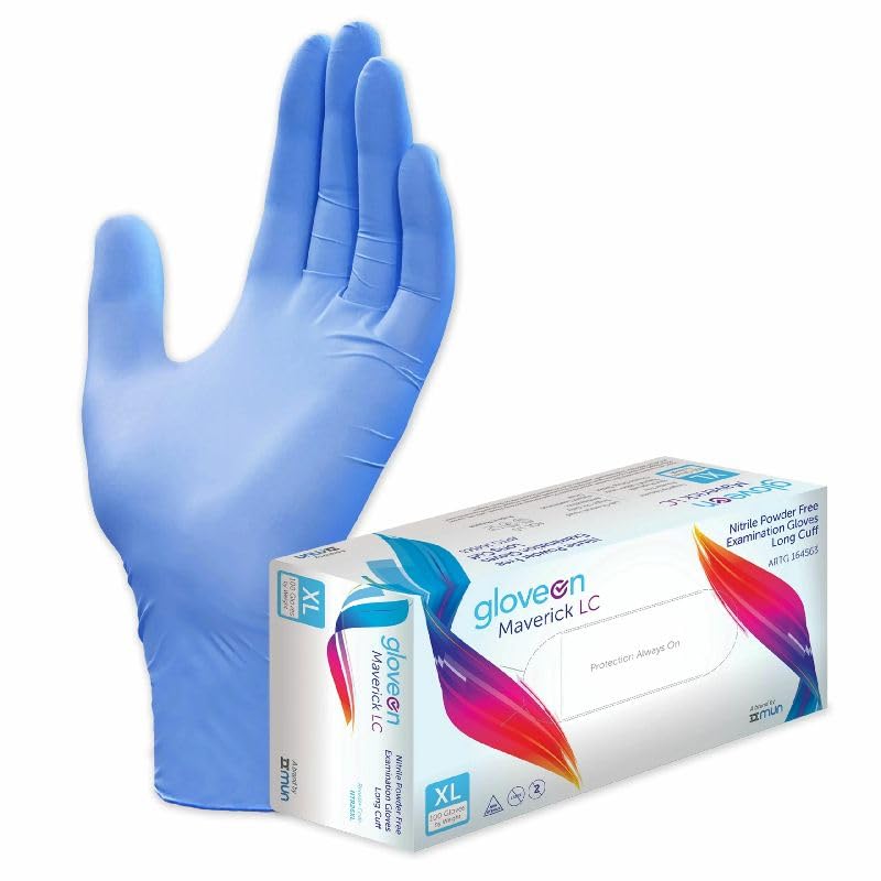 Glooveon mavrick Nitrile Powderfree Gloves, 4.70g /PC, Pack of 100 Pc MEDIUM