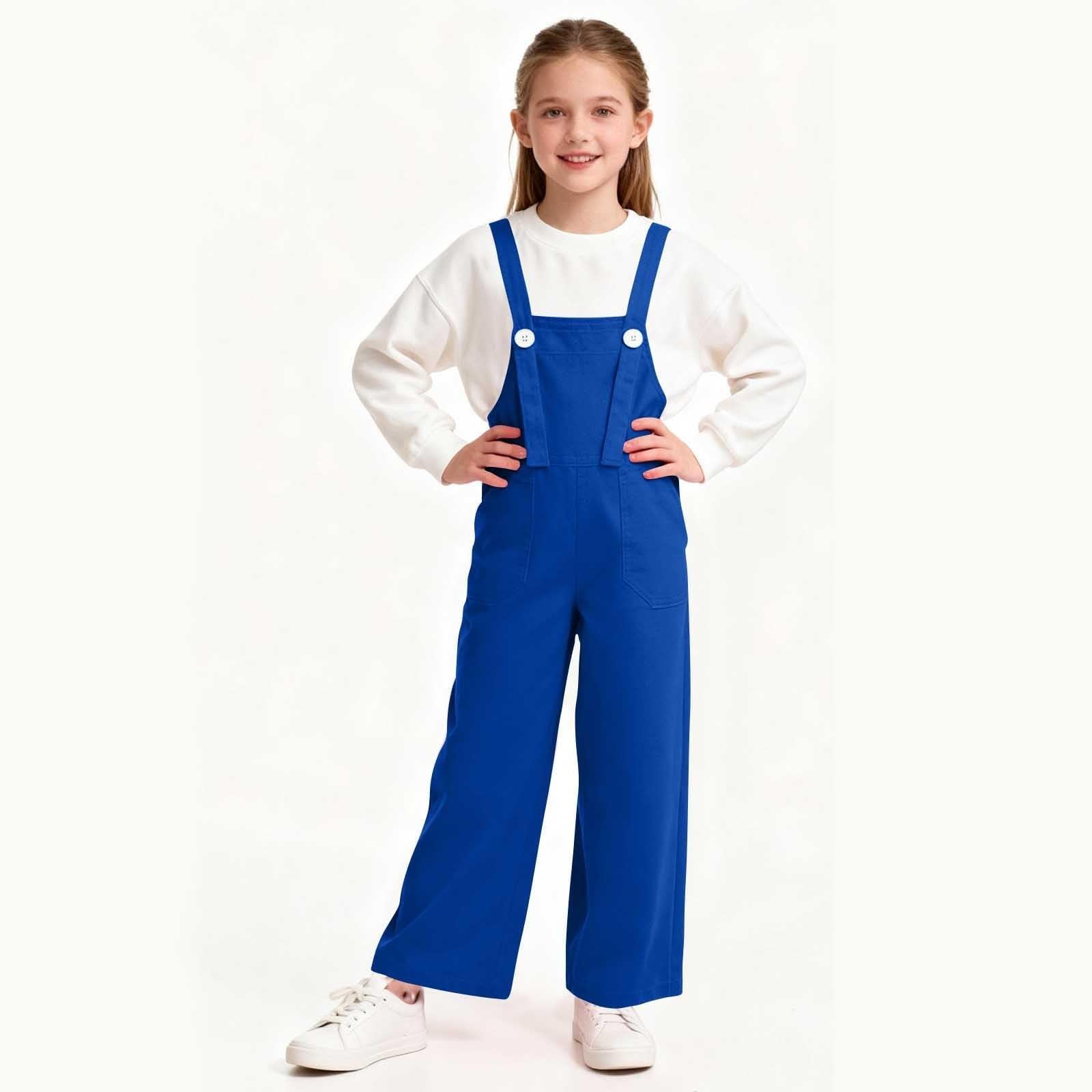 Salopette en jean pour enfants et ados- Sans manches - Bretelles spaghetti réglables coupe ample - Salopette unie pour garçons et filles - Vêtement de printemps mignon - Denim Workwear Romper