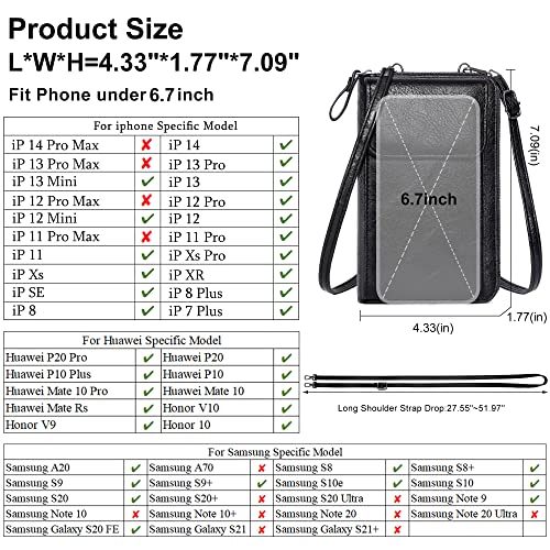 KUKOO Small Crossbody Bags for Women PU Leather Cell Phone Purse Wallet with Credit Card Slots3