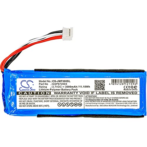 Cameron Sino Battery for JBL Flip 3, JBLFLIP3GRAY PN:JBL GSP872693, P763098 03 3000mAh / 11.10Wh