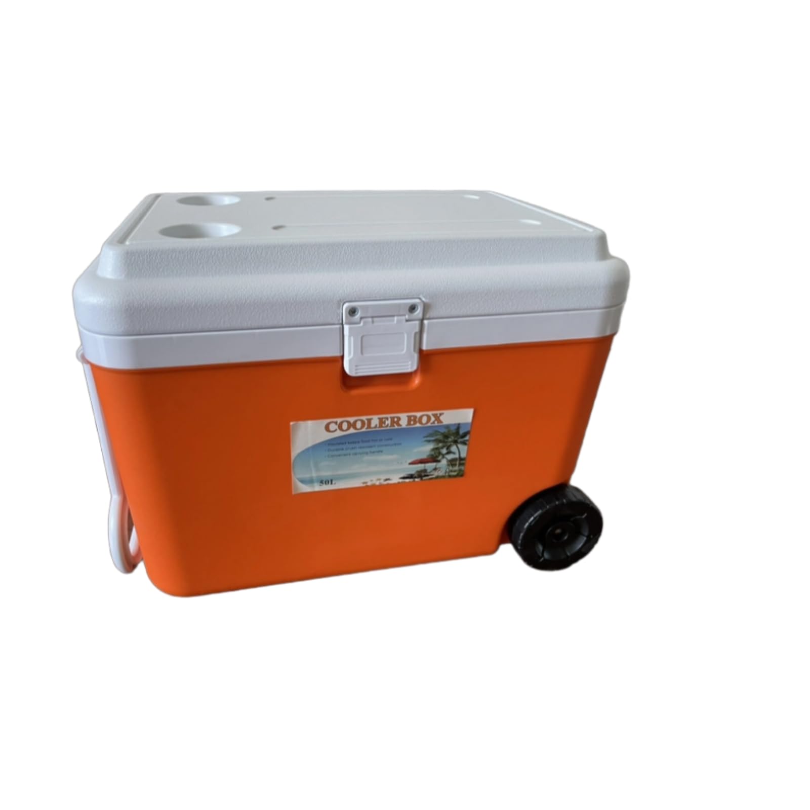 rockible Refrigeratore Portatile Carrello Frigo Scatola Termica Contenitore a Ruote Maniglia Laterale Chiusura Frontale Adatto per Campeggio Feste Picnic Viaggio