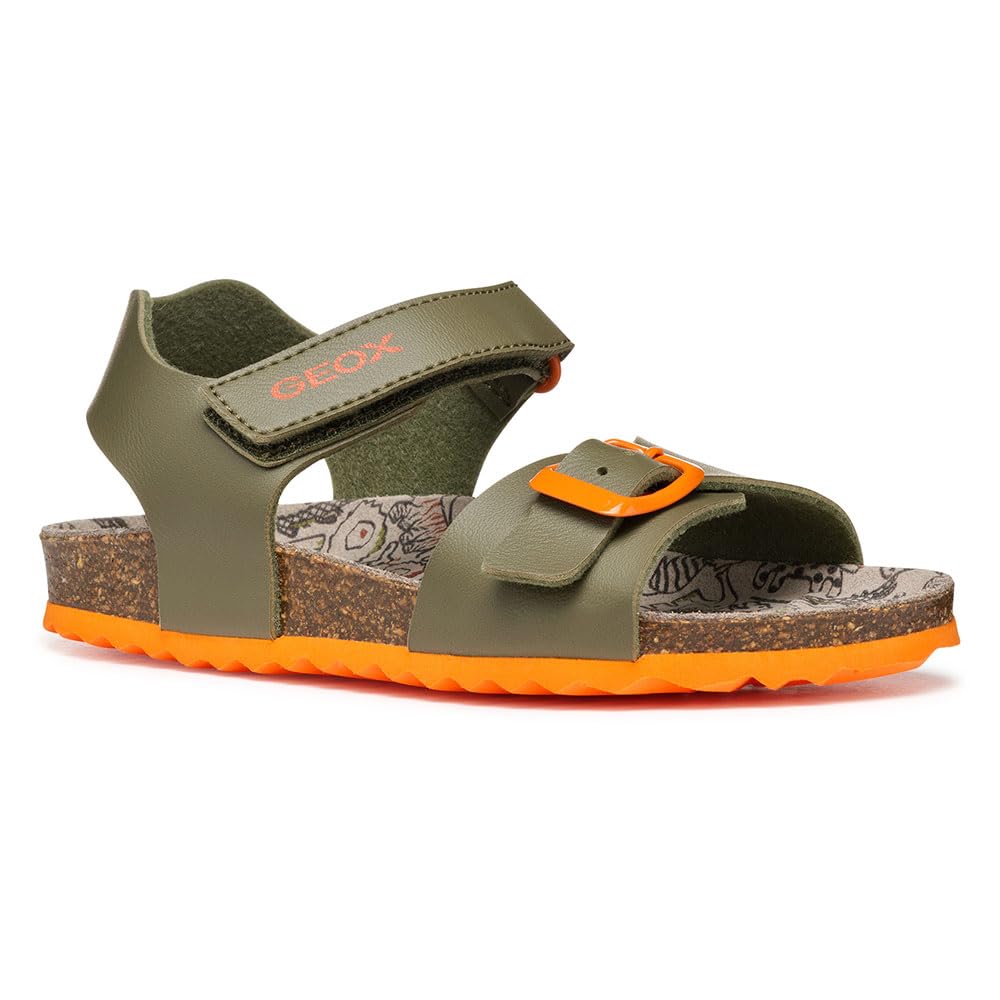 Geox J Ghita B, Boys’ Sandal, Military/Orange, 7 Child UK