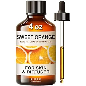 Kukka Sweet Orange Essential Oil for Diffuser – 100% Natural Sweet Orange Essential Oils for Skin Use – Sweet Orange Oil Essential Oil for Aromatherapy (4 Fl Oz)