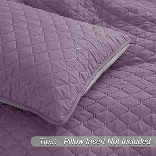 Exclusivo Mezcla Reversible Twin Quilt Bedding Set with Pillow Sham, Lightweight Quilts Twin Size, Soft Bedspreads Bed Coverlets for All Seasons - (Dusty Lavender, 68"x88")
