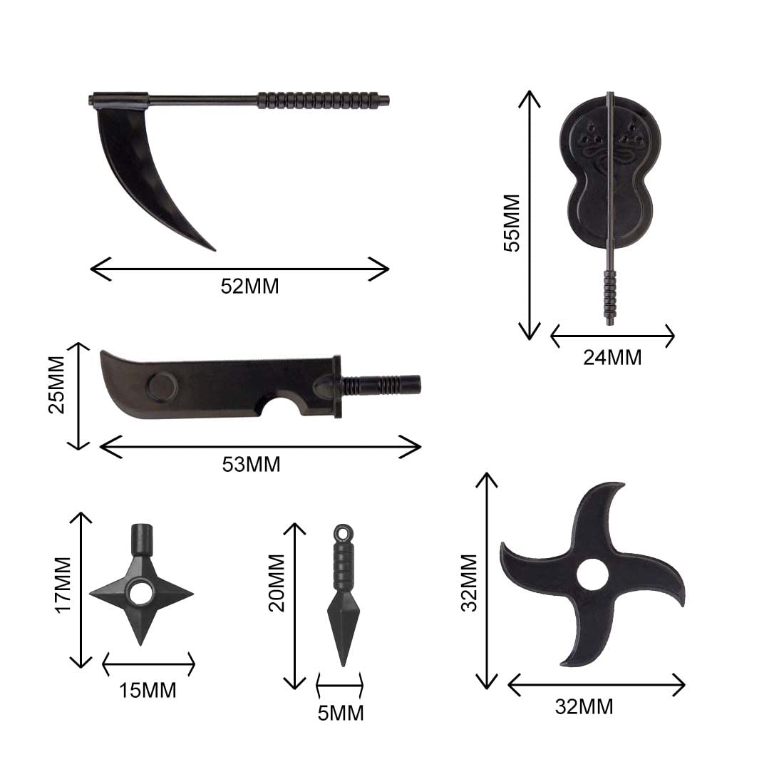 TopBrixx Custom Minifigures Weapon Set, 28 Pcs Custom Weapon Set for Ninja, Figure Weapon Compatible with Lego