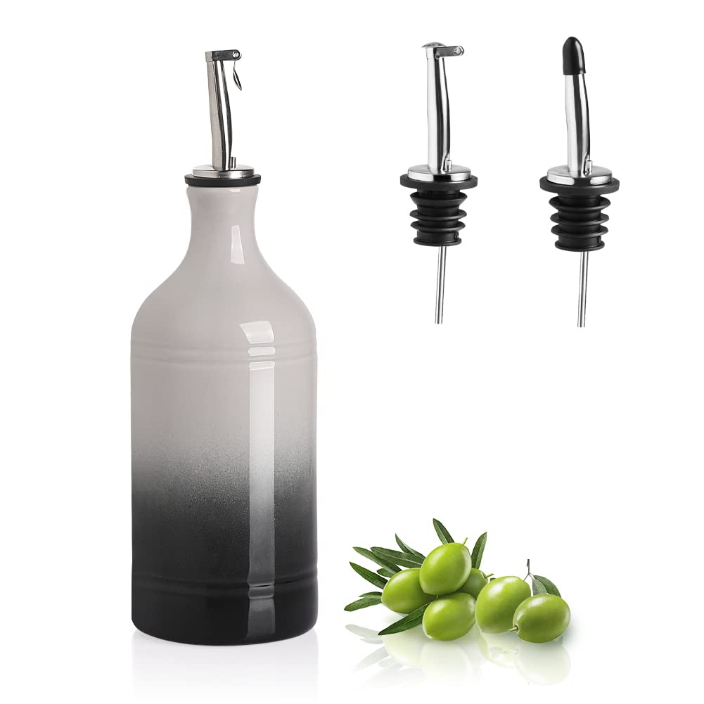 Sweejar Ceramic Olive Oil Dispenser Bottle, Opaque Oil Amount Protect Oil to Reduce Oxidation, Suitable for Storing Oil, Vinegar, Coffee Syrup and Other Liquids, 1 Piece, 450ml