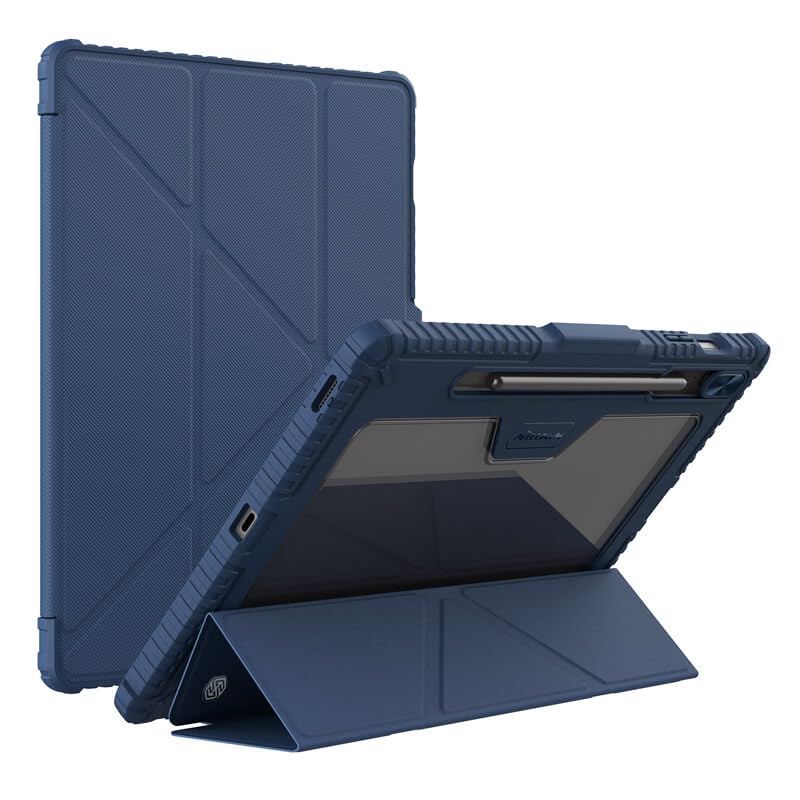 E-Sell Enterprise, Nillkin Bumper Leather Multi-Angle Folding Style Case for Samsung Galaxy Tab S9 FE Plus (12.4"Inch) Slider Camera Protection Camshield, Stand Smart Wake & Sleep Pencil Holder (Blue) (B0D8JWW1J5) Amazon Price History, Amazon Price Tracker