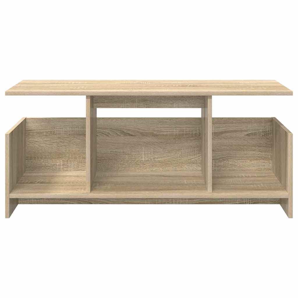 Mobile per TV in rovere Sonoma, 102 x 35 x 45 cm, con vano portaoggetti, mobile basso e ripiano multimediale, per soggiorno, home theater, mobiletto con ripiano e gestione dei cavi