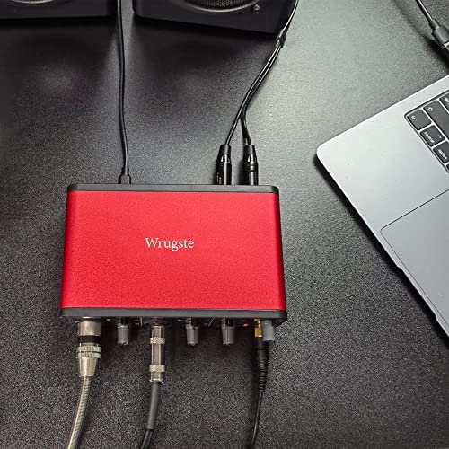 2I2 Usb Audio Interface(24Bit/96Khz)+48V Phantom Power For Recording Podcasting And Streaming,Ultra-Low Latency,Plug And Play,Noise-Free,Red Color Xlr Audio Interface,No Software Included #TOP7