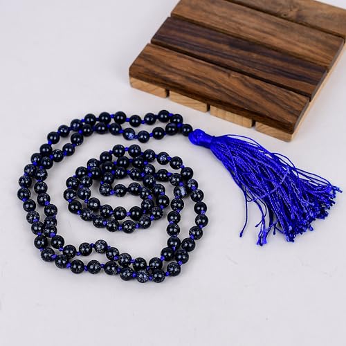 Collier Mala d'exception en pierre de soleil AAA véritable fait main