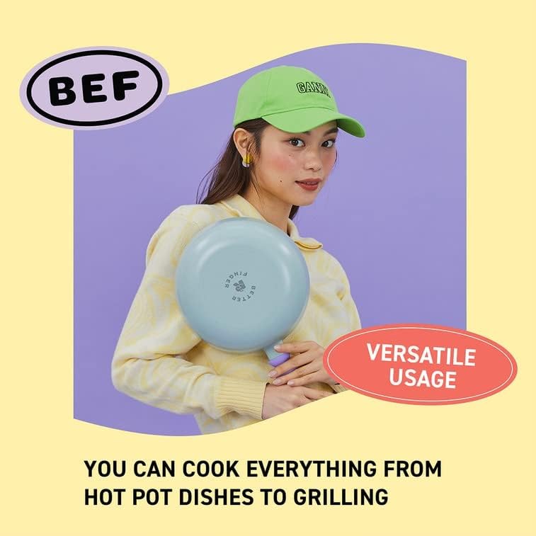 Miniatura 3 de Neoflam Better Finger Kitchen - Sartén antiadherente para wok de 9 pulgadas con asa, sartén antiadherente con revestimiento de cerámica, utensilios