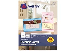Avery Greeting Cards, Half-Fold, Matte White