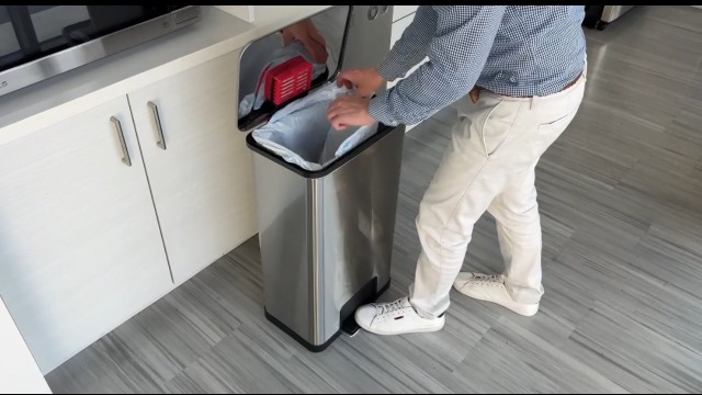 Image of iTouchless SoftStep 18 Gallon Step Trash Can with Odor Filter, Stainless Steel, 68 Liter Garbage Bin for Kitchen, Office, Home-Silent and Gentle Open /Close, Space Saving