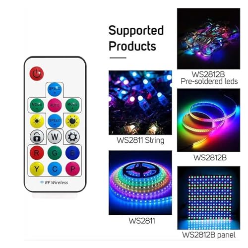 Controlador WS2811 inalámbrico mini con 14 teclas y efectos fantasma dinámicos 6