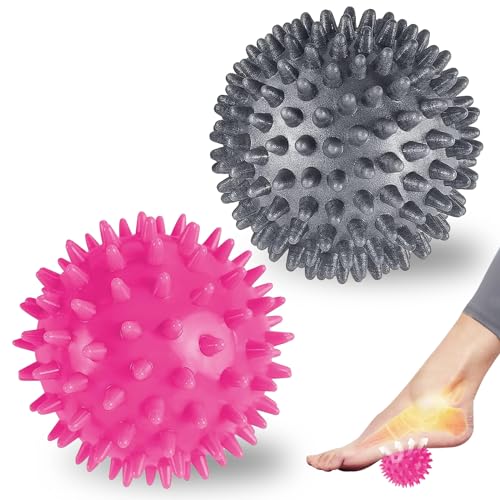 2 Pièces Balle de Massage Set, Rose et Gris Boule Hérisson, massage de trigger point, Pour massage Pour Massage du Dos, Des Pieds, Des Jambes et Des Mains...