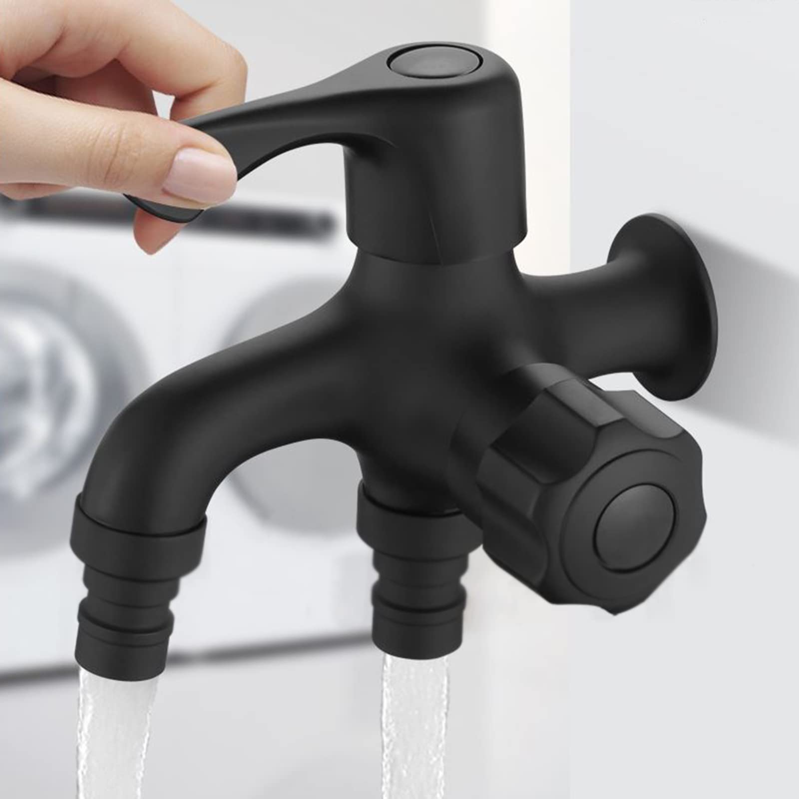 XYNSNDB Grifo Negro para Lavadora con Doble Salida y construcción de latón para Grifo de Fregadero o jardín