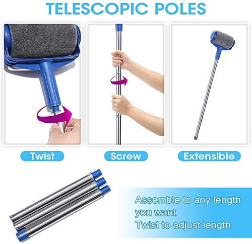 9Pcs Paint Roller Set, LIUMY Paint Runner Kit with 3 Knots Extension Pole,Handle Tool Painting Brush Set for House Wall,School & Office Wall, Ceiling,Quickly Decorate in Just Minutes (Blue)