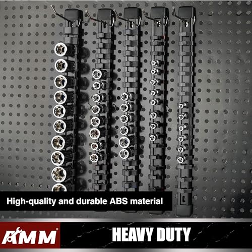 Image of AMM 6-Piece Socket Organizer,3 /8 inch Drive ABS Tools-Socket Holder,Heavy Duty Socket Racks,Premium Quality Socket Clip Rail Holder,The best tool trays in the garage