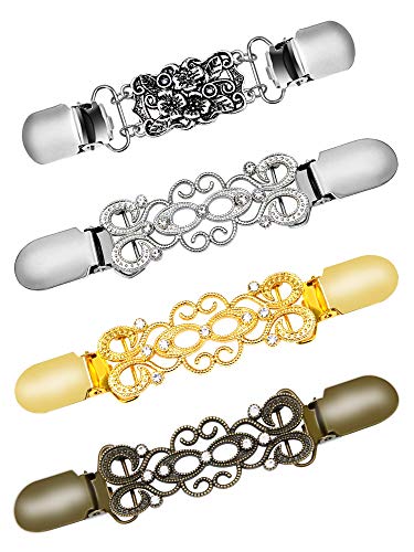 Ruisita 4 Pieces Vintage Dress Clips Retro Shirts Mitten Sweater Shawl Cardigan clothing Cinch Clips for Women & Girls
