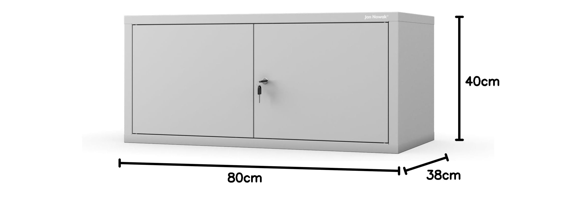 Jan Nowak Aktenschrankaufsatz C01L Aufsatz für Aktenschrank Büroschrank Metall Pulverbeschichtung Flügeltüren 38 x 80 x 40 cm (Grau)