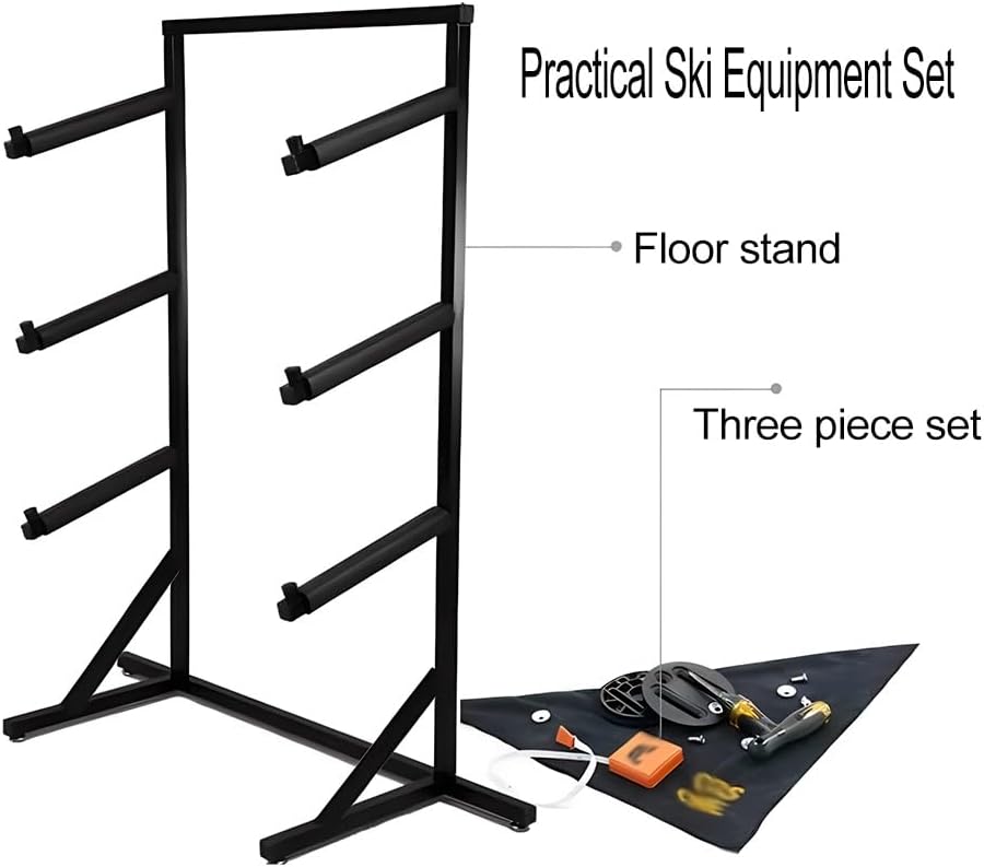 zktoermn 3-Tiers Snowboard Display Rack, Tile Display Rack, Metal Snowboard Storage Rack Stand, for Skis/Skateboards/Scooter
