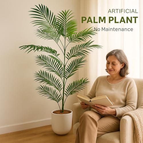 Image of Kayra Decor 4 Feet Palm Tree - Artificial Plant for Home Decor Natural Looking Plant Decor Big Fake Ornamental Plants with Pot Lightweight Indoor Artificial Plants for Living Room, Office