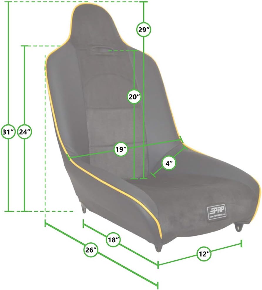PRP Seats Roadster High Back Suspension Seat for Jeeps, Suzuki Samurai's, VW Buggies, Sand Rails, Manx Style Buggies | Black (1 Seat)