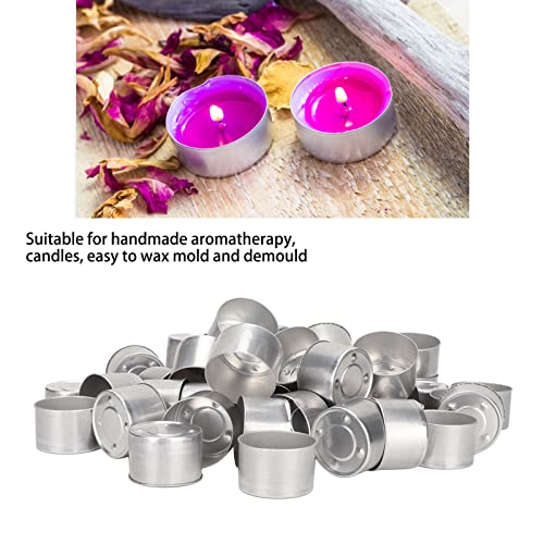 Demeras 100PCS Empty Aluminum Boxes Metal DIY Empty Aluminum Tealight Candle Box Aluminum Tea Light Tins Aluminum Metal Tealight Candle Holder - Image 2