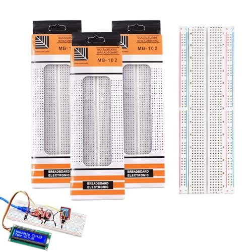 Juego de 3 placas de pruebas, kit de circuitos prototipo PCB, sin soldadura, 3x830 puntos, compatible con proyectos DIY con Arduino y Raspberry Pi 2/3/4/5, distribución de Proto Shield - Bloques de c