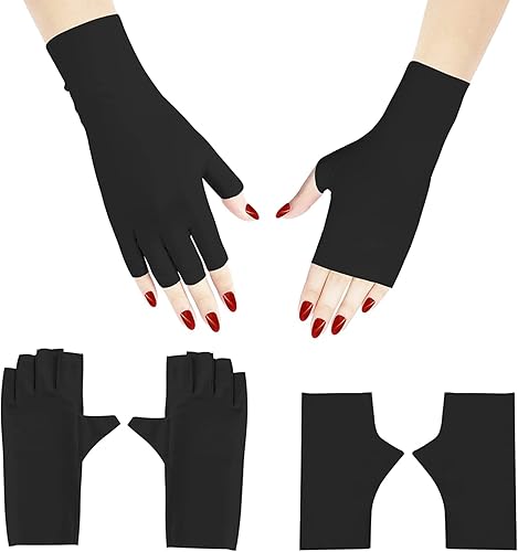 2 pares de guantes anti UV para manicura de gel, guantes UV para uñas, guantes de protección contra la luz ultravioleta para uñas de gel, guantes de