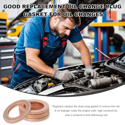 Image of 10 PCS Oil Drain Plug Gasket, 14mm Copper Oil Drain Plug Crush Washer Seal Rings, Oil Sealing Gasket Replacement Compatible with OEM PN Part 007603-014106