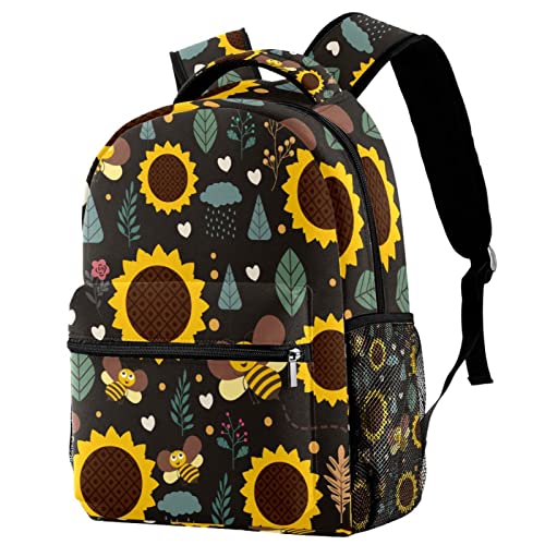 Sac à dos de voyage thématique tournesol avec accessoires de rangement pour l'école