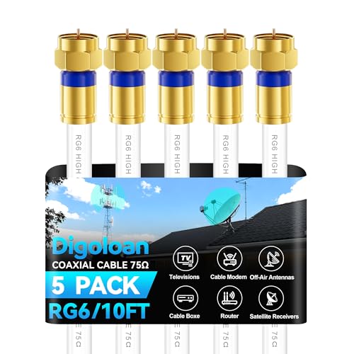 Câble coaxial RG6 3m de type F pour antenne numérique satellite et modem internet haut débit