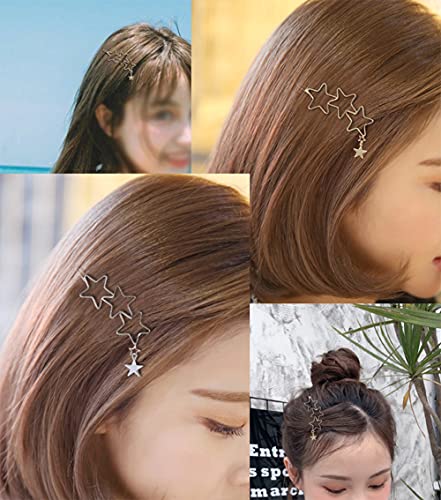 AKOAK 4 Piezas Pinzas para el Cabello de Metal con Estrella de Cinco Puntas Hueca y Colgante en Forma de Corazón Dorado y Plateado miniatura 6