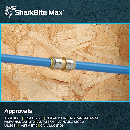 Image of SharkBite Max 1 /2 Inch Coupling, Pack of 4, Push to Connect Brass Plumbing Fitting, PEX Pipe, Copper, CPVC, PE-RT, HDPE, UR008A4