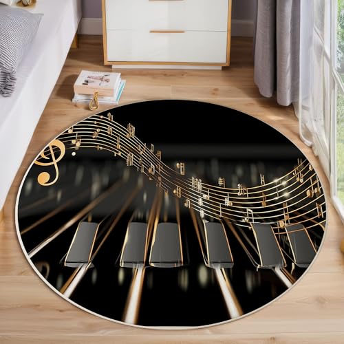 Tapis rond notes clés du piano antidérapant 120cm pour bureau