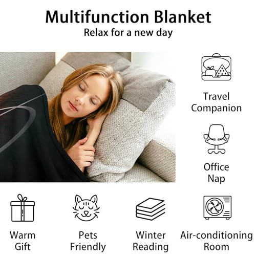 Mercuryelf Basketball Throw Blanket - Soft, Fuzzy & Warm - 40x50 Inches Flannel Blankets for Travel, Office - Black Sports Throws Gift for Boys, Girls