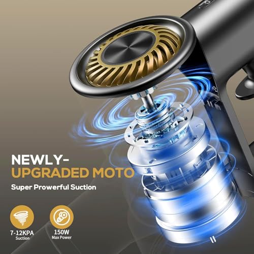 Image of MBTTODF Cordless Vacuum Cleaner, Lightweight Stick Vacuum with Rechargeable Battery, Handheld Conversion, LED Headlights, for Hardwood Floor Carpet Pet Hair Stairs Car(Golden)