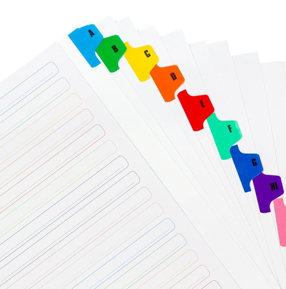 A4 A-Z Alphabetical 20 Part File Subject Dividers (5 Pack) Mylar Reinforced Plastic Multi Coloured Index Tabs Multi Punched - Image 4