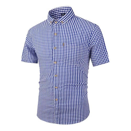 German Oktoberfest Traditional Checkered Button-Down Shirt - Short Sleeve Casual Bavarian Plaid Blouse for Beer Festival,Halloween,Carnival Outfit Blue German Oktoberfest Traditional Checkered Button-Down Shirt - Short Sleeve Casual Bavarian Plaid Blouse for Beer Festival,Halloween,Carnival Outfit Blue
