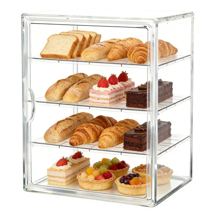 Vitrine de comptoir en acrylique à porte magnétique pour conserver le pain frais