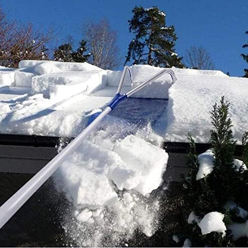 Car Roof Snow Plow, Roof Snow Rake Removal Tool with Adjustable Telescopic Handle, Roof Leaf Cleaning Tool, Manual Snow Shovel