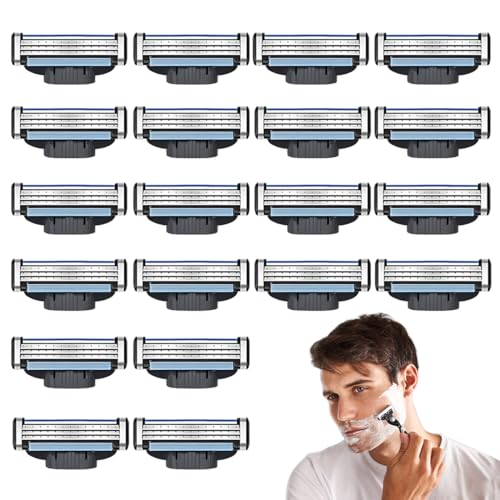 JUGUTA Mach 3 Klingen 20 Stück Ersatzklingen Mit Drei Schichten Blau-Schwarz Für Nassrasierer Männer Bart- Und Körperhaarpflege JUGUTA Mach 3 Klingen 20 Stück Ersatzklingen Mit Drei Schichten Blau-Schwarz Für Nassrasierer Männer Bart- Und Körperhaarpflege