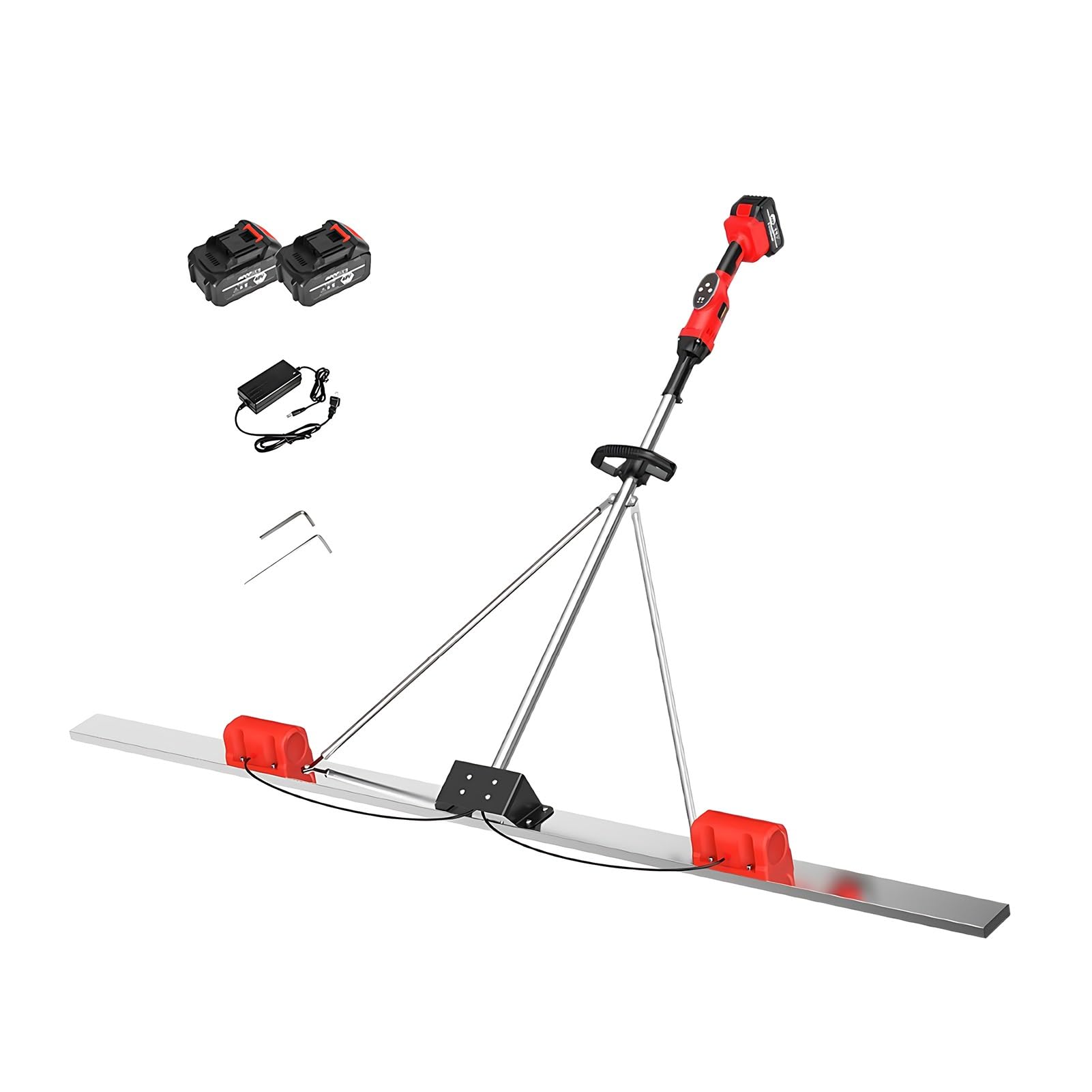 Concrete Finishing Tool, Cordless Vibratory Screed with 48V Power System, 3000-6000 RPM Output, Adjustable Vibration Levels for Cement Leveling and Driveway Projects(2M)
