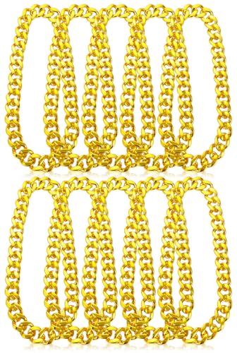 LSLYHTC 5Pcs Fake Gold Chains Hip Hop Chain Bulk Plastic Costume Rapper Chain Fake Necklace for Men Women 80s 90s Jewelry Punk Style 31 Inch