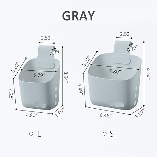 Miniatura 7 de Kelendle Cesta de plástico colgante con ganchos, 3 unidades, cesta colgante para ducha de baño, con agujeros de drenaje, almacenamiento de cocina,